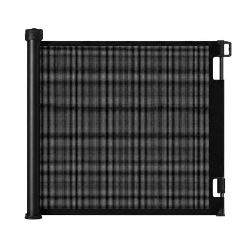 Retractable Baby Gate for Stairs, 140 cm Wide x 86 cm Tall Mesh Safety Gate, One-Hand Operation with Double Lock, Child & Pet Gate for Doorways, Hallways, Indoor & Outdoor Use, (Black)