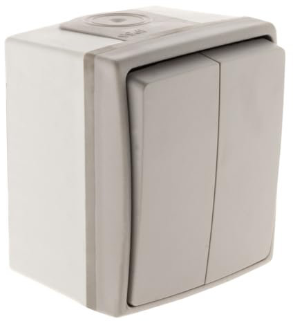 Zenitech - Interrupteur Va-et-Vient Double Étanche IP55 - Gris - Bornes Automatiques - Installation Rapide - Résistant Intempéries/Poussière - Usage Extérieur Domestique/Professionnel