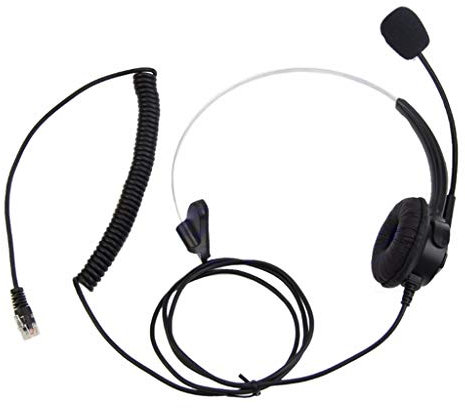 chenpaif Cuffia, 4 Pin RJ11 con Cavo monoauricolare con operatore Call Center Cuffia per Telefono Cuffia BK