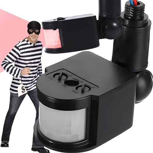 Retoo Détecteur De Mouvement Extérieu, IP44, Orientable À 180° Capteur, 240V, Charge Maximale 1200W, Portée 12 M, Trois Paramètres De Réglage, 5,8x4,8x15,8 cm, Pour Le Jardin, La Maison Ou La Terrasse