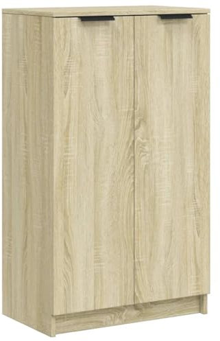 vidaXL Mueble Zapatero Armario Estantería Pasillo con Puertas Organizador Pared Adornos Jarrones Decoración Madera Contrachapada Color Roble