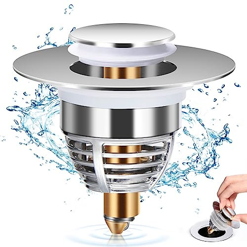 Diboniur Upgraded Sink Plug, Improved Bathroom Sink Plug Replacement, Universal Sink Stopper, Pull Type Sink Plug Strainer Stainless Pop up Bidet Plug for Bathtub, Kitchen, Basin for (32-42mm)