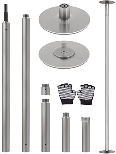 Abician Barre de Pôle Dance Statique et Rotative Hauteur Réglable 225 cm-274,5 cm 45 mm de Diamètre Charge Maximale 200 kg Argent Mat