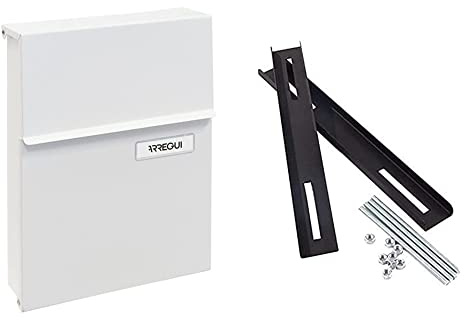ARREGUI Line E6801 Cassetta Postale Individuale in Acciaio, Cassetta della Posta da Parete & C-015 Kit di Fissaggio per Cassette postali su recinzioni o cancelli, Nero, 25 x 3 x 0,5 cm