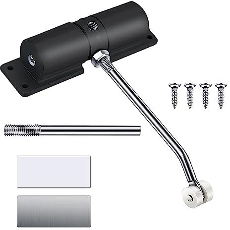 ACONDE Ferme-porte réglable Rebound Automatique en alliage d'aluminium et acier inoxydable pour chambre à coucher, bureau, noir