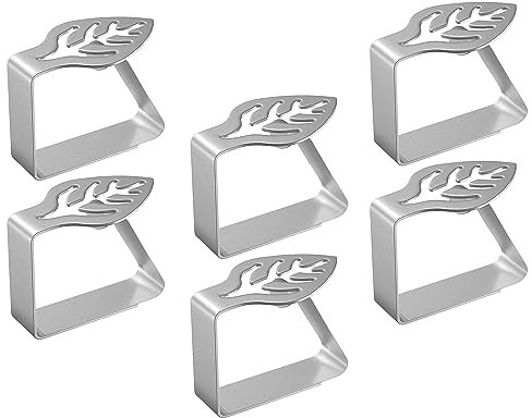 Taicols 6 Stück Tischtuchklammern Edelstahl, Tischabdeckungsklemmen Rostbeständig Rutschfest Winddicht Tischdecke Clips, Tischdeckenklammern Metall, Tischklammern für Picknicks, Partys, Restaurant (A)