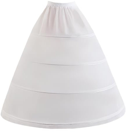 YULUOSHA Damen Petticoat 4 Reifen A-Linie Unterrock Krinoline Boden Länge Hochzeit Ballkleid Rock rutscht Brautkleid Petticoats (DE/NL/SE/PL, Alphanumerisch, Einheitsgröße, Regular, Regular, weiß)