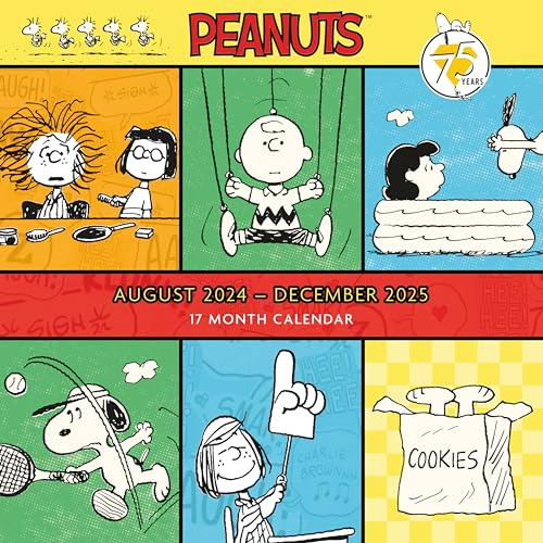 2025 Peanuts 17 months Wall Calendar Organiser Month to View Layout from Portico Designs