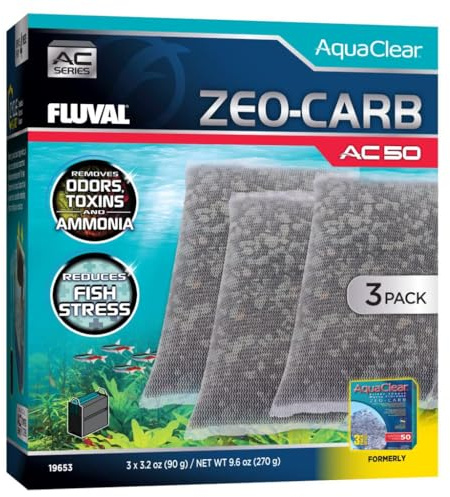 Fluval Zeo-Carbón para Filtro Mochila para Acuario AquaClear AC50, 3 pc