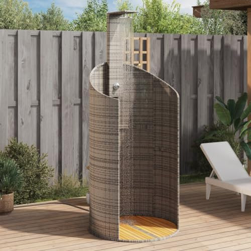 Lauuoeriau Hogar y jardín, piscina y spa, accesorios de piscina y spa, ducha al aire libre, gris, 100 x 100 x 241,5 cm, ratán sintético y madera de acacia