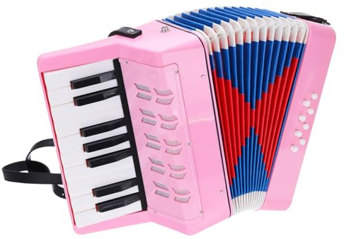 sourcing map Accordion, 17 Keys 8 Bass Button Accordion Toy Mini Musical Instrument Lightweight for Adults Beginners Educational, Pink
