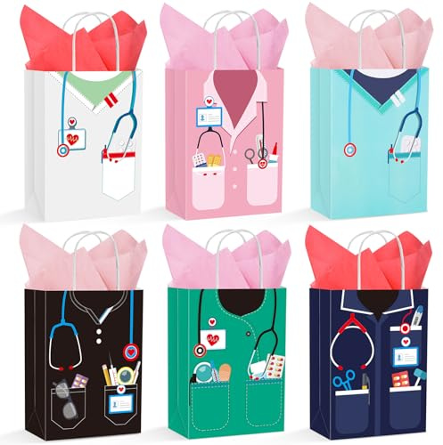 30 Set Thanksgiving Day Nurse Gift Bags with Wrapping Tissue Paper, Classic