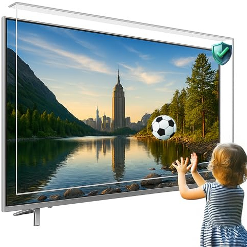 Pro Smart Unbreakable TV Screen Protector Fits 24 27 32 40 43 50 55 65 75 77 83 85 86 98 100 inch TV for OLED, QLED, LCD, UHD, 4K & 8K | Ultimate Protection | Easy Installation | UV Durable (43 inch)