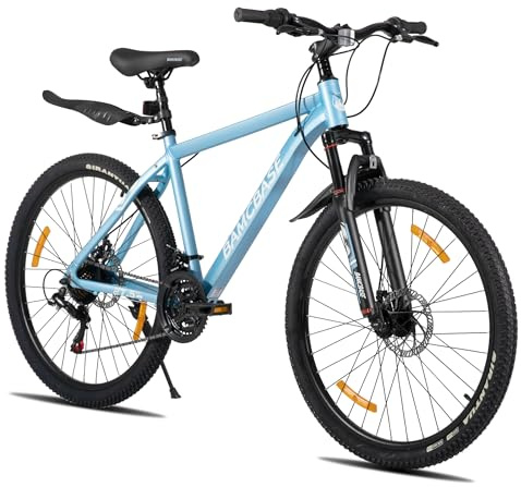 HILAND VTT 26 Pouces, Vélo de Montagne Hardtail avec Cadre en Aluminium, 21 Vitesses et Freins à Disque, Vélo pour Adultes Homme et Femme, Bleu
