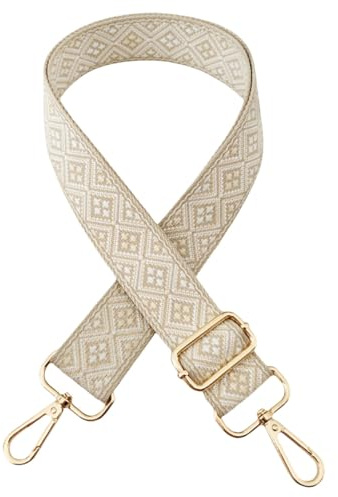 Correa para Bolsos Bandolera Multicolor, 3.8cm Anchura Correa de Hombro Ajustable con Mosquetón Dorado para Reemplazable Correa Bolso Crossbody de Mujer, Beige Blanco, 313