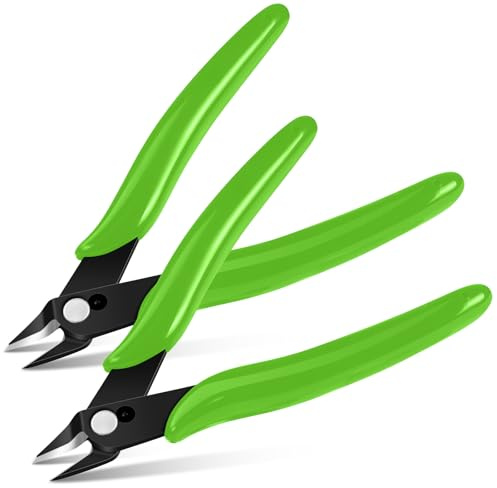 Ainiv 2PCS Micro Wire Cutter, Side Cutting Pliers Flush Cutters - Green | Precision Diagonal Cutting Pliers in CRV Steel, Wire Snips for Electrical, Homes, Craft, Jewellery, 3D Print Models