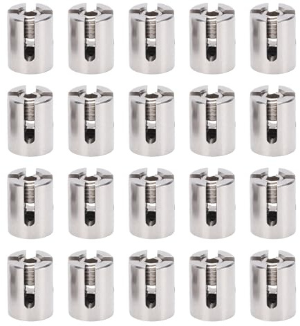Cuifati 20st Korsade Kabelklämmor T316 Rostfria Ståltrådsklämmor för 3 Mm 1/8 Rep - Enkel Justering och Installation