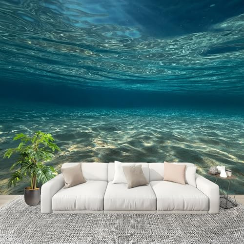 Gör-det-själv Peel and Stick-väggdekor dekoration väggbeklädnad undervattensvärldslandskap vattentät antifouling avtagbar fototapet 400 x 280 cm blå panoramatapet present väggklistermärken