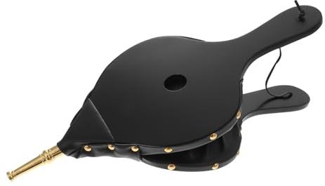 SECFOU Soplador de Fuego Portátil Manual para Barbacoa Exterior y Chimenea, Fuelle Ligero de Plástico Negro Adecuado para Parrilla al Aire Libre