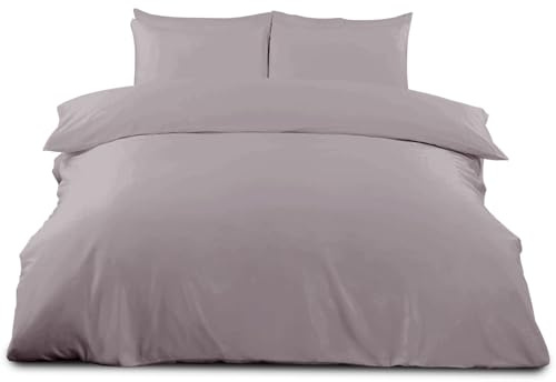 GC GAVENO CAVAILIA Double Size Plain Duvet Cover Set - Soft, Comfy & Breathable Luxury Bedding, Easy-Care Washable Bed Linen, Grey