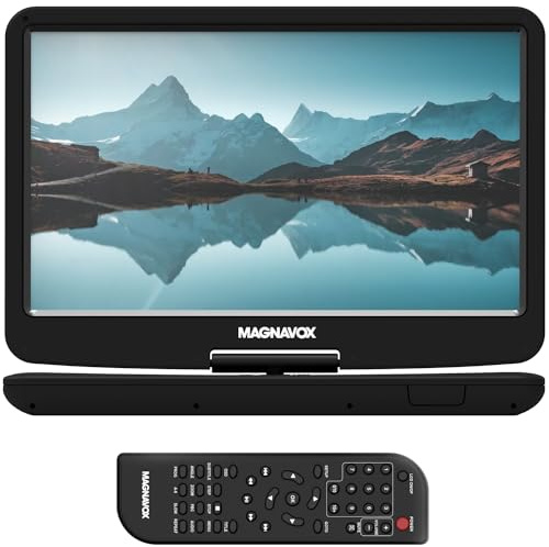 Magnavox MTFT754 Portable 11.6 Inch TFT Swivel Screen DVD/CD Player in Black | Rechargeable Battery | Swivel Screen Design | Great for Road Trips | Headphone Jack |