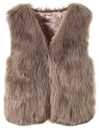 Routefuture Gilet Court Femme Fausse Fourrure Manteau sans Manches Cardigan Imitation Fourrure Hiver Gilet Femme Hiver Veste sans Manche Coat Court Pas Cher