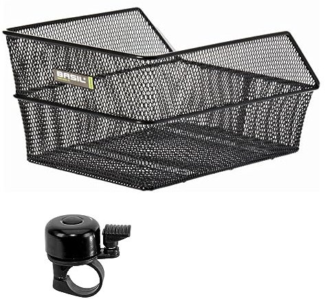 Basil Cento Fahrradkorb Schultaschenkorb Gepäckträgerkorb Größe S Schwarz inkl.Fahrradglocke
