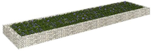ZEYUAN Gabbione Letto Rialzato, Gabbione Fioriera, Gabbione Pietra Cestino, Recinto Giardino, Gabbione Letto Rialzato in Acciaio Zincato 400x100x20 cm