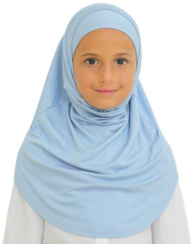 Prien Easy To Wear Hijab For Girls, Muslim Scarf for Kids, Instant Hijabs For Women, Viscose Children Scarves For Ramadan Eid (Blue)