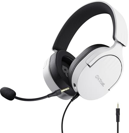 Trust Gaming GXT 489W Fayzo Gaming Headset für PC, PS5, PS4, Xbox Series X|S, Switch, 3,5-mm Klinke, 35% Recyclingkunststoff, Over-Ear Kopfhörer, Mikrofon mit Geräuschunterdrückung - Weiß
