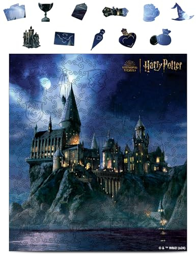 Crafthub Premium Holzpuzzle für Erwachsene & Kinder – A3 Harry Potter Puzzle – 205 Teile – Magisches Hogwarts Schloss – Hochwertiges Holz mit UV-Druck – Puzzle Erwachsene – 27,6cm x 30,3cm