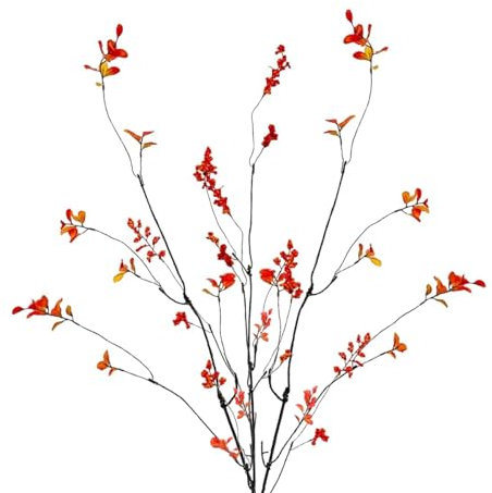 Avoik 3 PCS rami artificiali Piante artificiali d'autunno acero Foglie finte stelo Rami d'autunno con piante di bacche rosse per vaso Halloween Natale Portico Decorazione Casa
