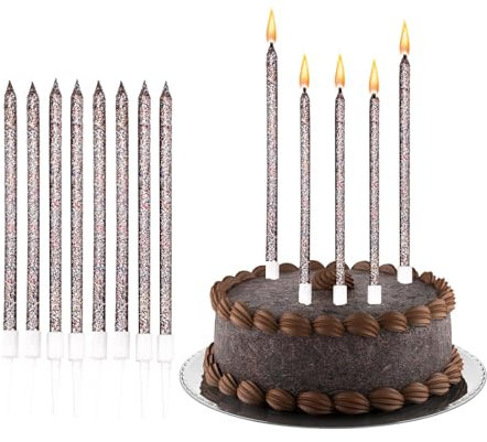 Scentoria 12 Stück Geburtstagskerzen, Schwarz, Ungiftig, Hochwertiges Design, Feiertag