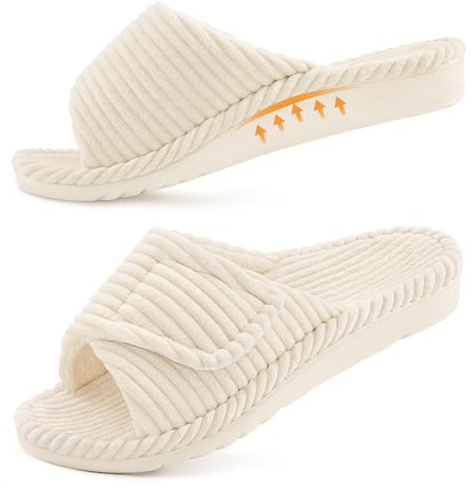 Litfun Arch Support Slippers Women Orthopedic House Slippers | Plantar Fasciitis Slippers, Ergonomic Footbed, Adjustable Hook and Loop Straps, Soft Memory Foam Cushioning