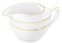 Wilmax - Pot à lait en porcelaine avec motif doré - 280 ml - Blanc - Pot à lait - Service à café pour lait, café, thé - avec bec verseur - Saucière