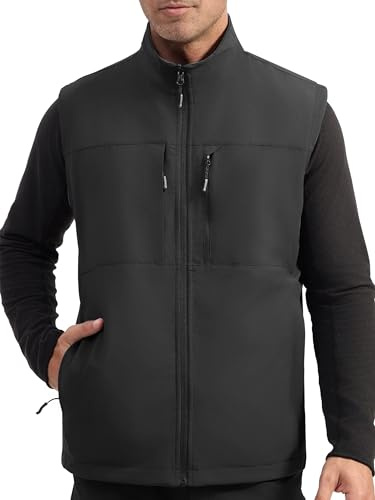 Gratis SOLDIER lätt softshell väst för män, vattentät och vindtät ventilerande väst med flera fickor, sportig för golf, cykling, löpning, vandring och arbete