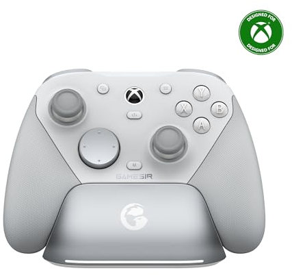 GameSir G7 Pro Manette 1000Hz avec Station de Recharge : Xbox Series X|S, Xbox One, Win 10/11 & Android - Joysticks TMR, Triggers Réglables & 4 Boutons Programmables - Méca Blanc