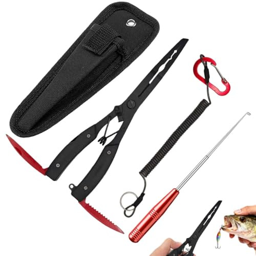 LACHT 3 Pezzi Set Di Pinza Multi Pesca Portatili Con Cordino, Versione Aggiornata, Design Tre In Uno, Forbici Da Pesca, Pesca Slamatore, Attrezzatura Da Pesca, Regalo Per La Pesca