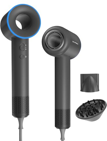Dyfen Secador de pelo ionico,de Alta Velocidad de 110000 Rpm, Secado Rápido, Secador Pelo Profesional de Iones Negativos de 200 Millones, 3 Configuraciones de Temperatura, Bajo Nivel de Ruido (grey)