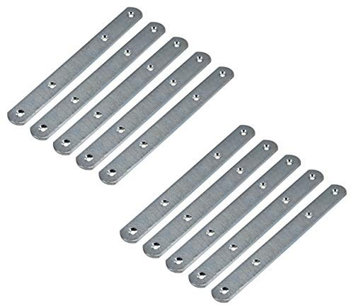 Gedotec Möbelverbinder Metall Verbindungslasche mit 4 Anschraublöcher für Blenden & Möbel-Schränke | Stahl verzinkt | Arbeitsplattenverbinder mit Länge 190 mm | 10 Stück - Schrankverbinder für Holz