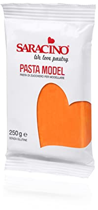 Saracino Pâte à Sucre Model Orange à Modeler de 250 g sans Gluten Made in Italy