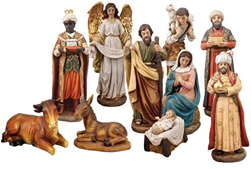 The Healing Corner Christmas Nativity Set Traditional Xmas Scene 11 figures 8 Multicolour Christmas Ornament Made in Italy