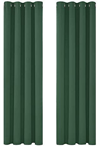 Deconovo Christmas Decorations Noise Reduction Thermal Insulated Curtains Blackout Curtains Eyelet Curtains for Baby Nursery Dark Green W52 x L84 Inch One Pair