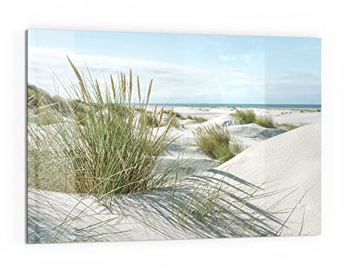 DEQORI Küchenrückwand Glas | Motiv Dünen an Nordseeküste | 60x40 cm | Bad- oder Herd-Rückwand | Herdblende Spritzschutz für Küche & Badezimmer | moderne Deko für Fliesenspiegel