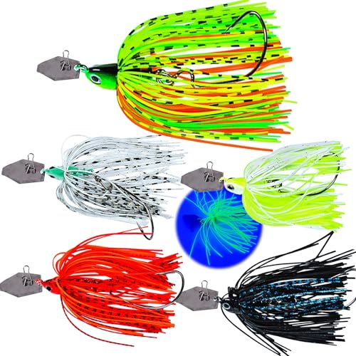 Njord Kalastus Chatterbait Kunstköder Set 5 Stück in Box 15g & 10g wählbar | Crankbait Jig Spinner Angelköder Hecht Barsch Köder Zander Köder Hecht Köder Chatterbaits Spinbait (Neu: 10g)