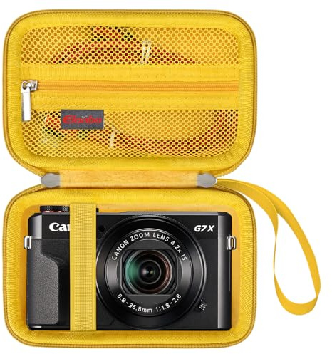 Elonbo Carrying Case for Canon PowerShot G7 X Mark III/ G7 X Mark II/ G7X/ SX740/ SX730 HS Digital Camera, 4K Vlogging Camera Travel Bag, Mesh Pocket fits Batteries and Charging Cable. Yellow