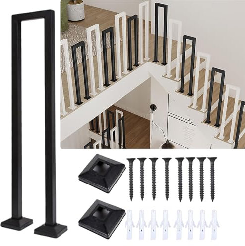 Rampe Escalier en Forme de U, Garde Corps Interieur, Main Courante pour Escalier Exterieur, Garde-Corps pour Escalier, Balustrade Applicable à Garde Corps pour Villas (100cm, Noir)