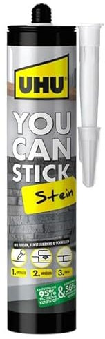 UHU YOU CAN STICK Pierre – Colle de montage facile – Colle de montage orientée vers le matériau pour les applications autour des matériaux en pierre, cartouche 440 g
