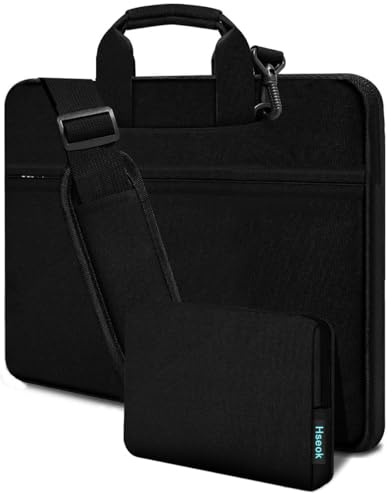 HSEOK Sacoche à Bandoulière pour Ordinateur Portable,avec Plusieurs Poches,Compatible avec la plupart des Ordinateurs Portables 13-17,3 Pouces