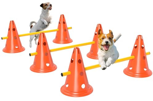 PawHut Set d'agilité 3 pièces Hauteur réglable, Orange